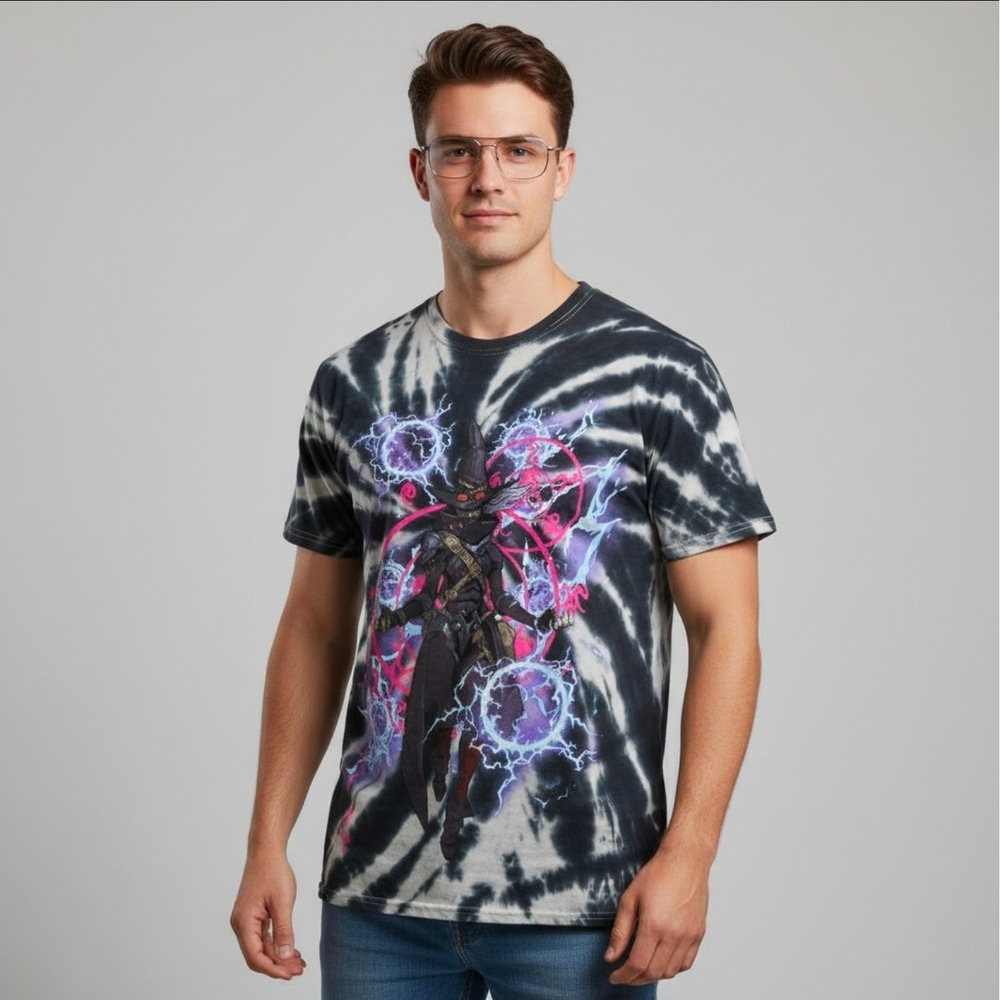 Tiny Tina's Wonderlands Tie Dye Graphic T-Shirt Mens Medium Black White New‎